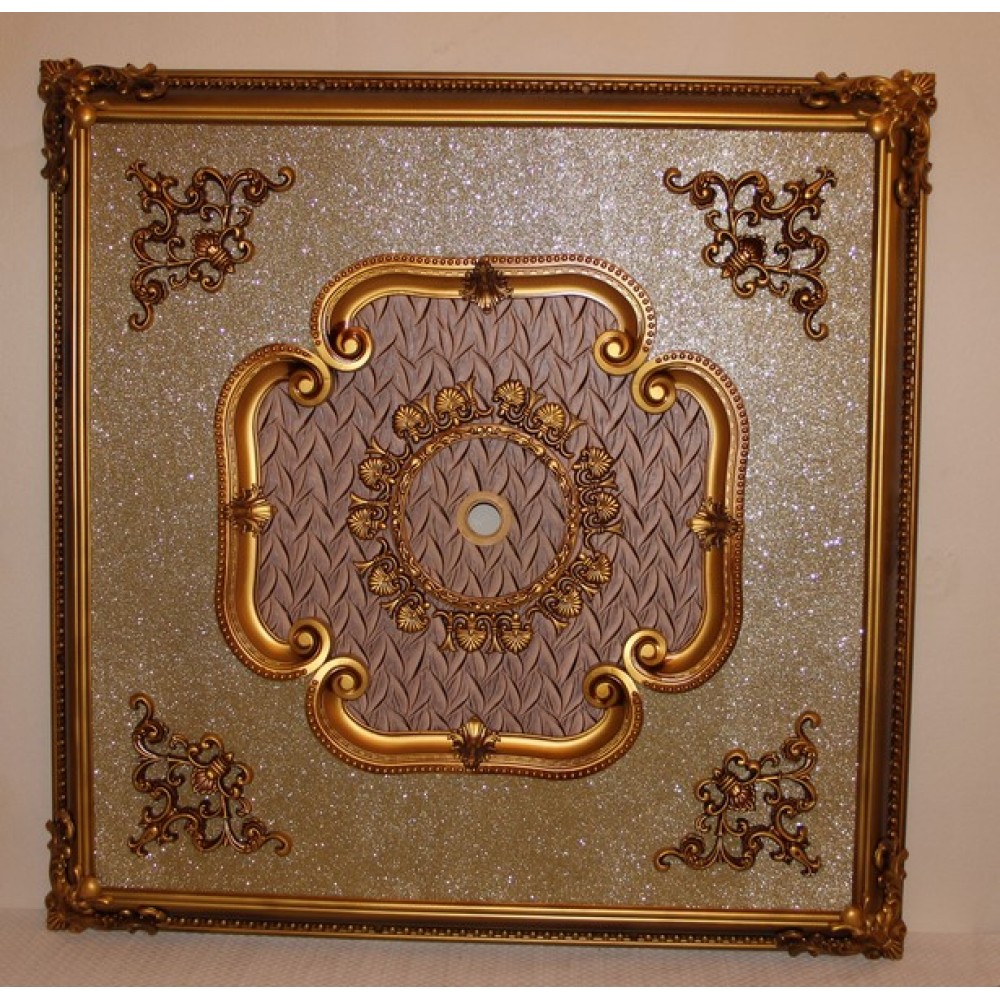 110 Cm Kare Osmanli Saray Tavan Sf-185 Avize Gobegi Patina-Eskitme Altin Varakli 3D